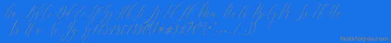 Charlotte Calligraphy   Slant R1-Schriftart – Graue Schriften auf blauem Hintergrund