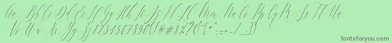 Шрифт Charlotte Calligraphy   Slant R1 – серые шрифты на зелёном фоне