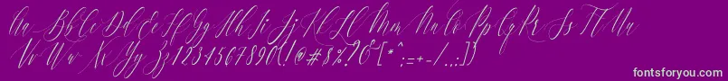 Charlotte Calligraphy   Slant R1 Font – Green Fonts on Purple Background