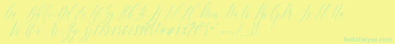 Czcionka Charlotte Calligraphy   Slant R1 – zielone czcionki na żółtym tle