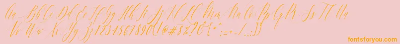 Charlotte Calligraphy   Slant R1 Font – Orange Fonts on Pink Background