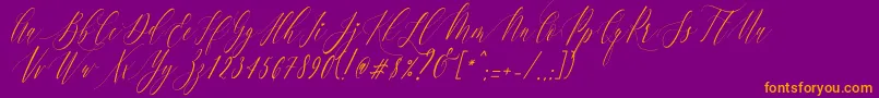 フォントCharlotte Calligraphy   Slant R1 – 紫色の背景にオレンジのフォント