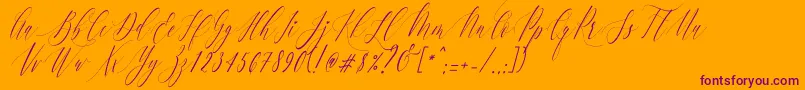 Charlotte Calligraphy   Slant R1-Schriftart – Violette Schriften auf orangefarbenem Hintergrund