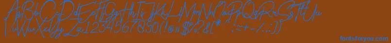Charlotte Regular-fontti – siniset fontit ruskealla taustalla