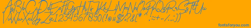 Charlotte Regular-Schriftart – Blaue Schriften auf orangefarbenem Hintergrund
