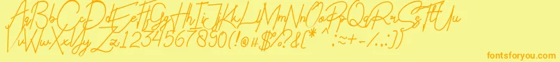Charlotte Regular-fontti – oranssit fontit keltaisella taustalla