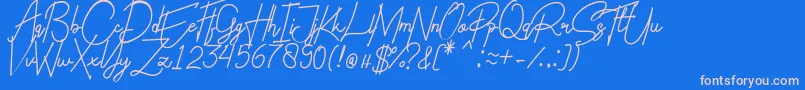 フォントCharlotte Regular – ピンクの文字、青い背景