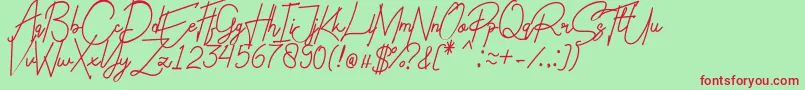 Charlotte Regular-Schriftart – Rote Schriften auf grünem Hintergrund