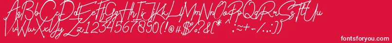 フォントCharlotte Regular – 赤い背景に白い文字