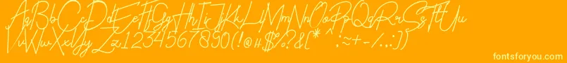 Charlotte Regular-fontti – keltaiset fontit oranssilla taustalla
