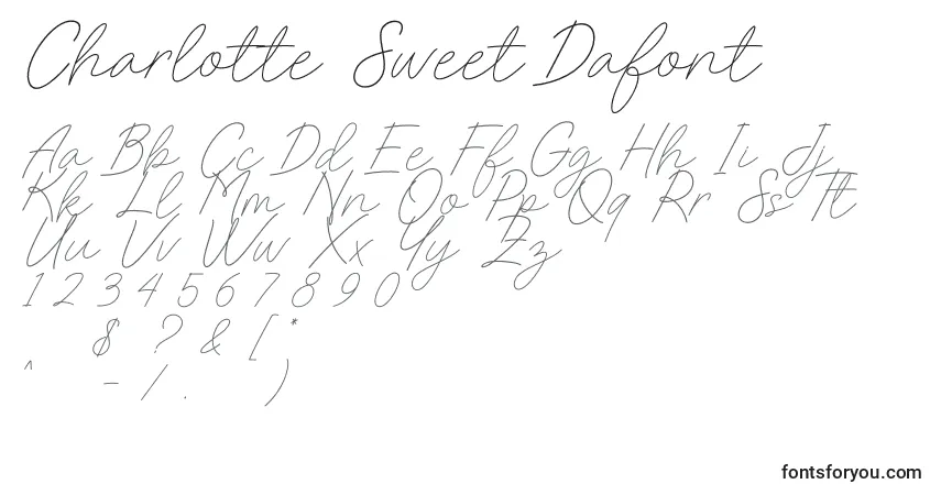 Schriftart Charlotte Sweet Dafont – Alphabet, Zahlen, spezielle Symbole