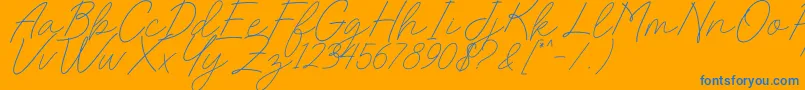 Charlotte Sweet Dafont-Schriftart – Blaue Schriften auf orangefarbenem Hintergrund