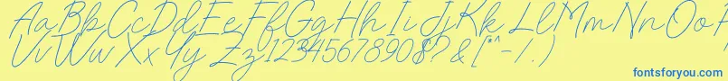 Charlotte Sweet Dafont-Schriftart – Blaue Schriften auf gelbem Hintergrund
