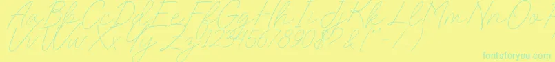 Charlotte Sweet Dafontフォントについての詳細 フォントCharlotte Sweet Dafont – 黄色い背景に緑の文字