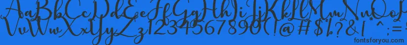 charlotte-Schriftart – Schwarze Schriften auf blauem Hintergrund