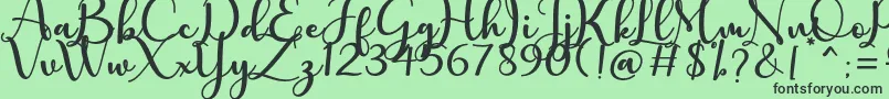 charlotte-Schriftart – Schwarze Schriften auf grünem Hintergrund