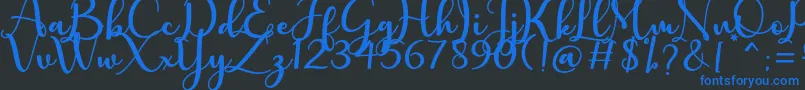 charlotte-Schriftart – Blaue Schriften auf schwarzem Hintergrund