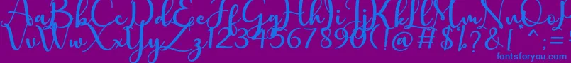 charlotte-Schriftart – Blaue Schriften auf violettem Hintergrund