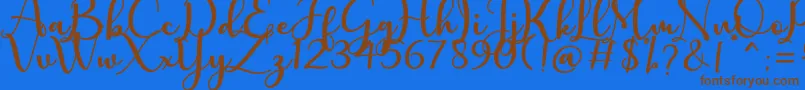 フォントcharlotte – 茶色の文字が青い背景にあります。