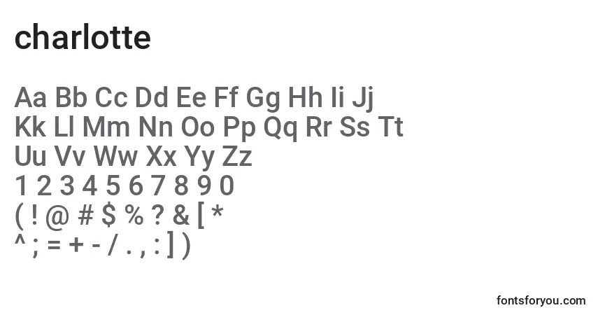 Шрифт Charlotte (123181) – алфавит, цифры, специальные символы
