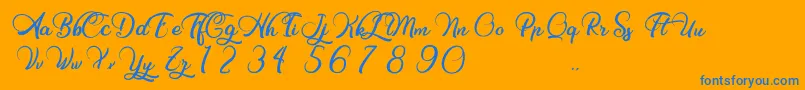 Charming Strangulation-Schriftart – Blaue Schriften auf orangefarbenem Hintergrund