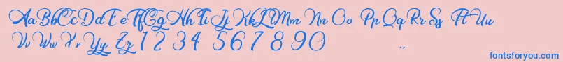 Charming Strangulation Font – Blue Fonts on Pink Background