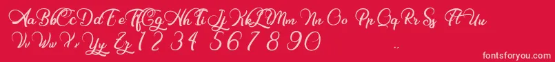 Charming Strangulation-Schriftart – Rosa Schriften auf rotem Hintergrund