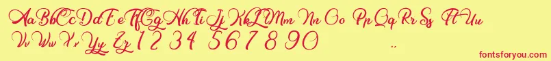 Charming Strangulation Font – Red Fonts on Yellow Background