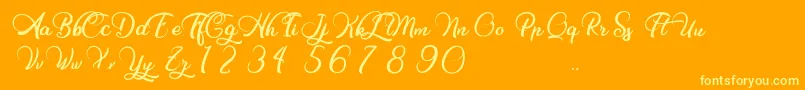 Więcej informacji o czcionce Charming Strangulation Czcionka Charming Strangulation – żółte czcionki na pomarańczowym tle
