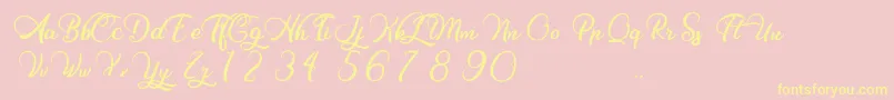 Charming Strangulation Font – Yellow Fonts on Pink Background