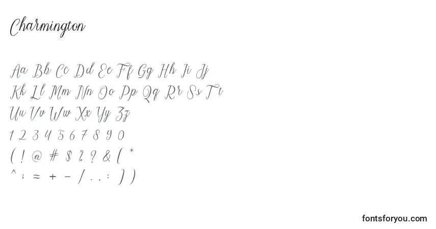 Schriftart Charmington (123184) – Alphabet, Zahlen, spezielle Symbole