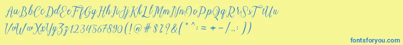 Czcionka Charmington – niebieskie czcionki na żółtym tle