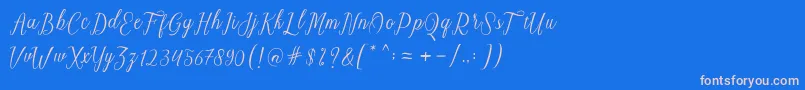 Charmington-Schriftart – Rosa Schriften auf blauem Hintergrund