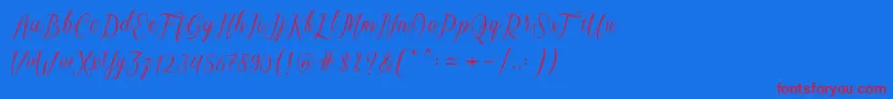 Charmington Font – Red Fonts on Blue Background