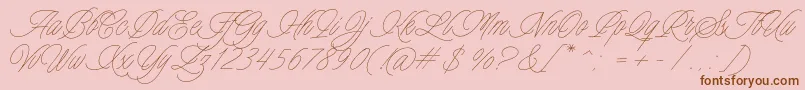 Fonte Charmline Script Personal Use – fontes marrons em um fundo rosa