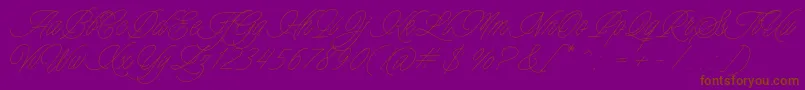 Charmline Script Personal Use-Schriftart – Braune Schriften auf violettem Hintergrund