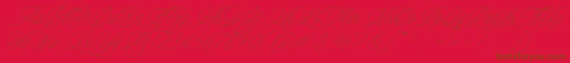 Charmline Script Personal Use-fontti – ruskeat fontit punaisella taustalla