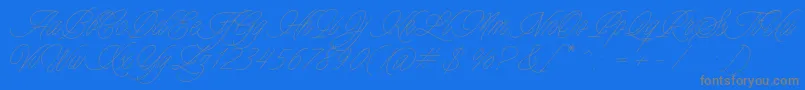 Charmline Script Personal Use-Schriftart – Graue Schriften auf blauem Hintergrund