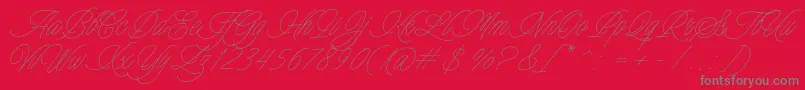 Charmline Script Personal Use Font – Gray Fonts on Red Background