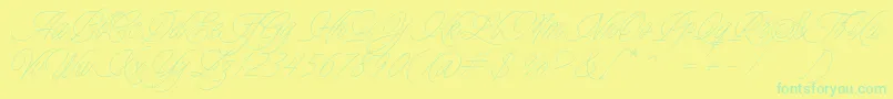 Charmline Script Personal Use-fontti – vihreät fontit keltaisella taustalla