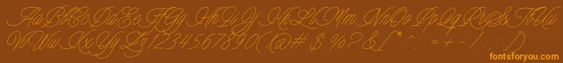 Charmline Script Personal Use Font – Orange Fonts on Brown Background