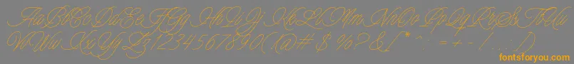 Charmline Script Personal Use-Schriftart – Orangefarbene Schriften auf grauem Hintergrund