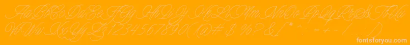Czcionka Charmline Script Personal Use – różowe czcionki na pomarańczowym tle