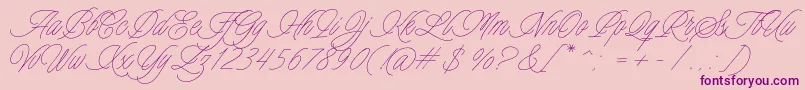 Charmline Script Personal Use-Schriftart – Violette Schriften auf rosa Hintergrund