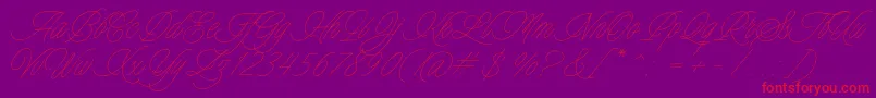 Charmline Script Personal Use-Schriftart – Rote Schriften auf violettem Hintergrund