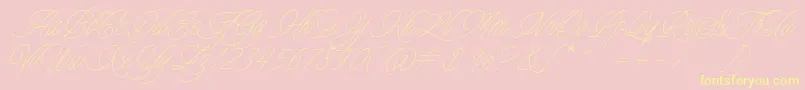 Charmline Script Personal Use Font – Yellow Fonts on Pink Background