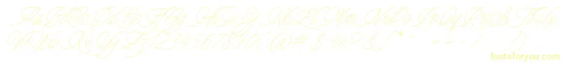 Charmline Script Personal Use-Schriftart – Gelbe Schriften auf weißem Hintergrund