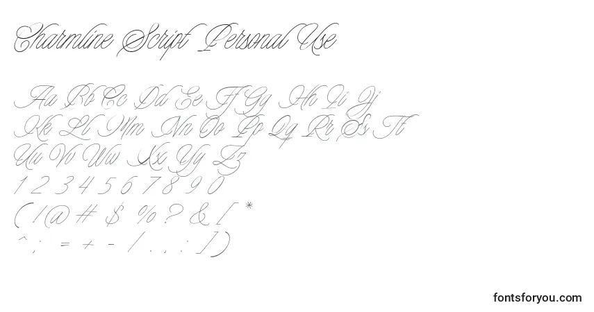 Schriftart Charmline Script Personal Use (123186) – Alphabet, Zahlen, spezielle Symbole