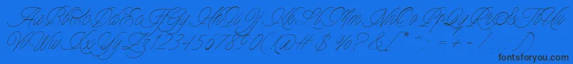 Charmline Script Personal Use-Schriftart – Schwarze Schriften auf blauem Hintergrund