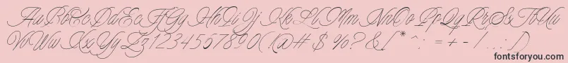 Fonte Charmline Script Personal Use – fontes pretas em um fundo rosa